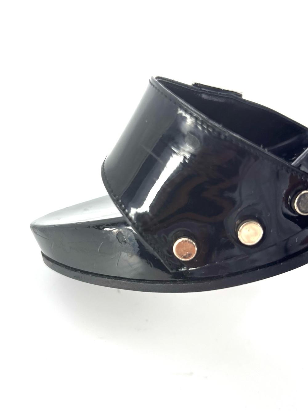 Dior John Galliano Vintage Screw Logo Plaque Bondage Wedge Slide Mules 35.5 - Picture 7 of 11